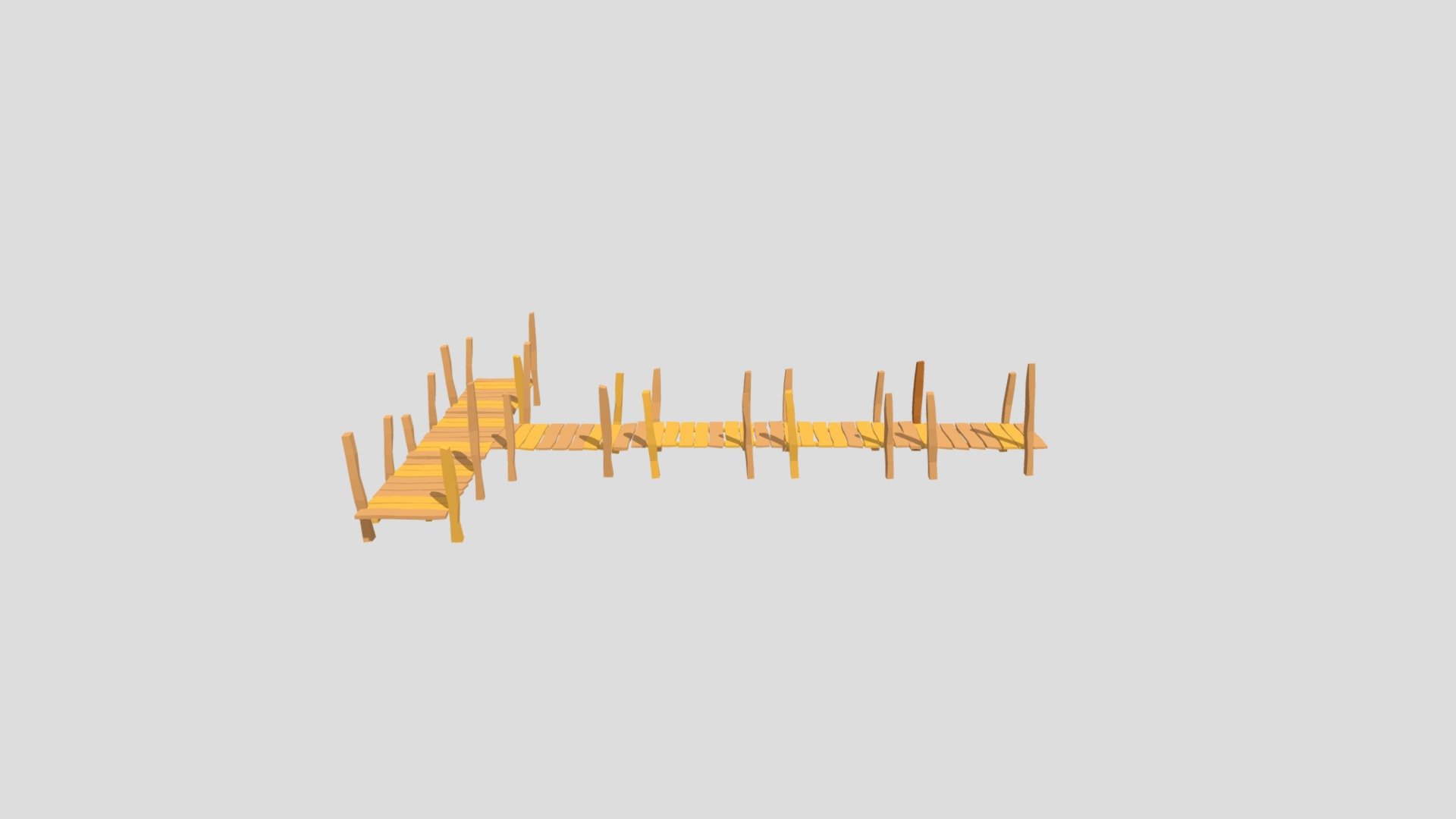 Low poly cartoon boardwalk. Part of a  series of boardwalks, huts, fences and other cartoon models 3d model