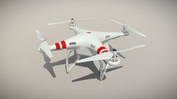 DJI Phantom 2 Quadcopter spy, flying, drone, platform, action, aerial, recording, extreme, gimbal, aircraft, camera, quadcopter, navigation, actioncamera, low-poly, 3d, low, poly, model, fly, helicopter, video, sport