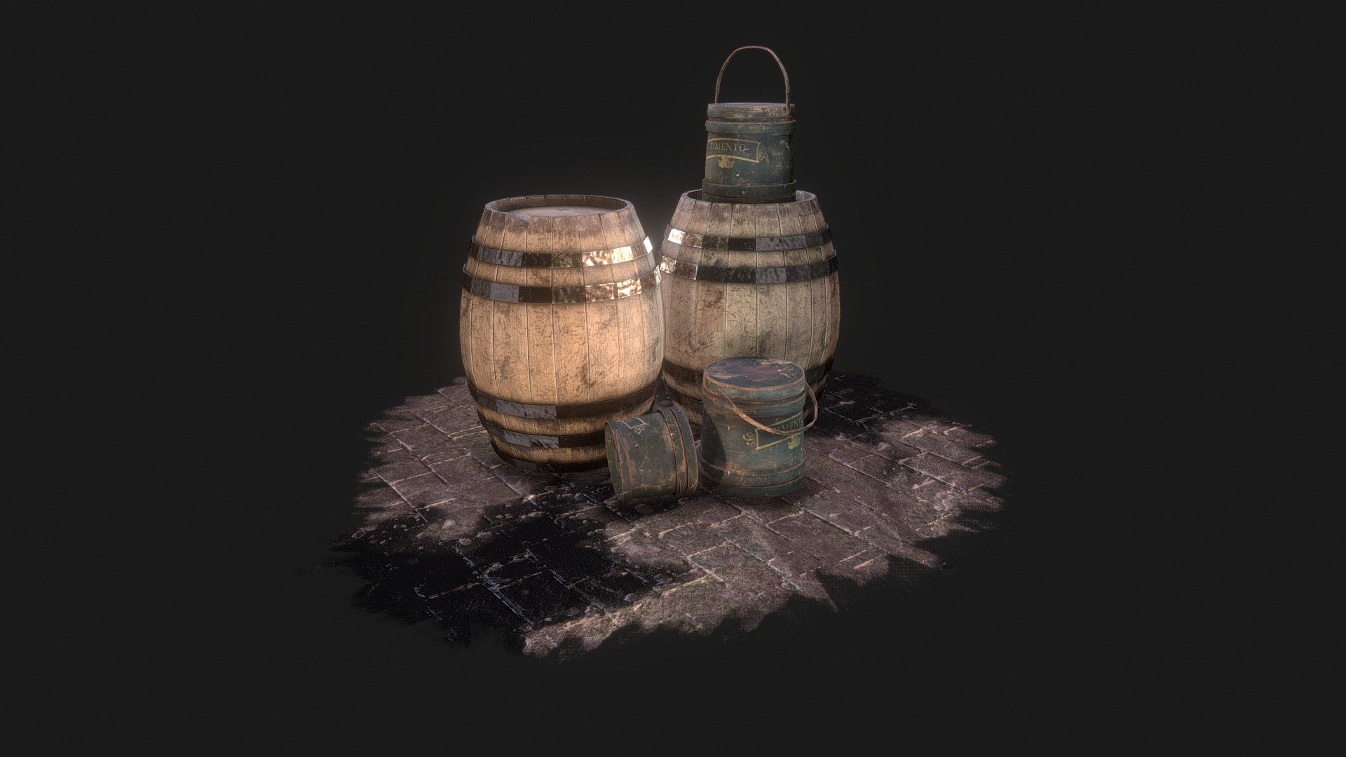 Wooden Barrel game assets with 4k PBR textures by 13Particles 3d model