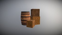Barrel and crates