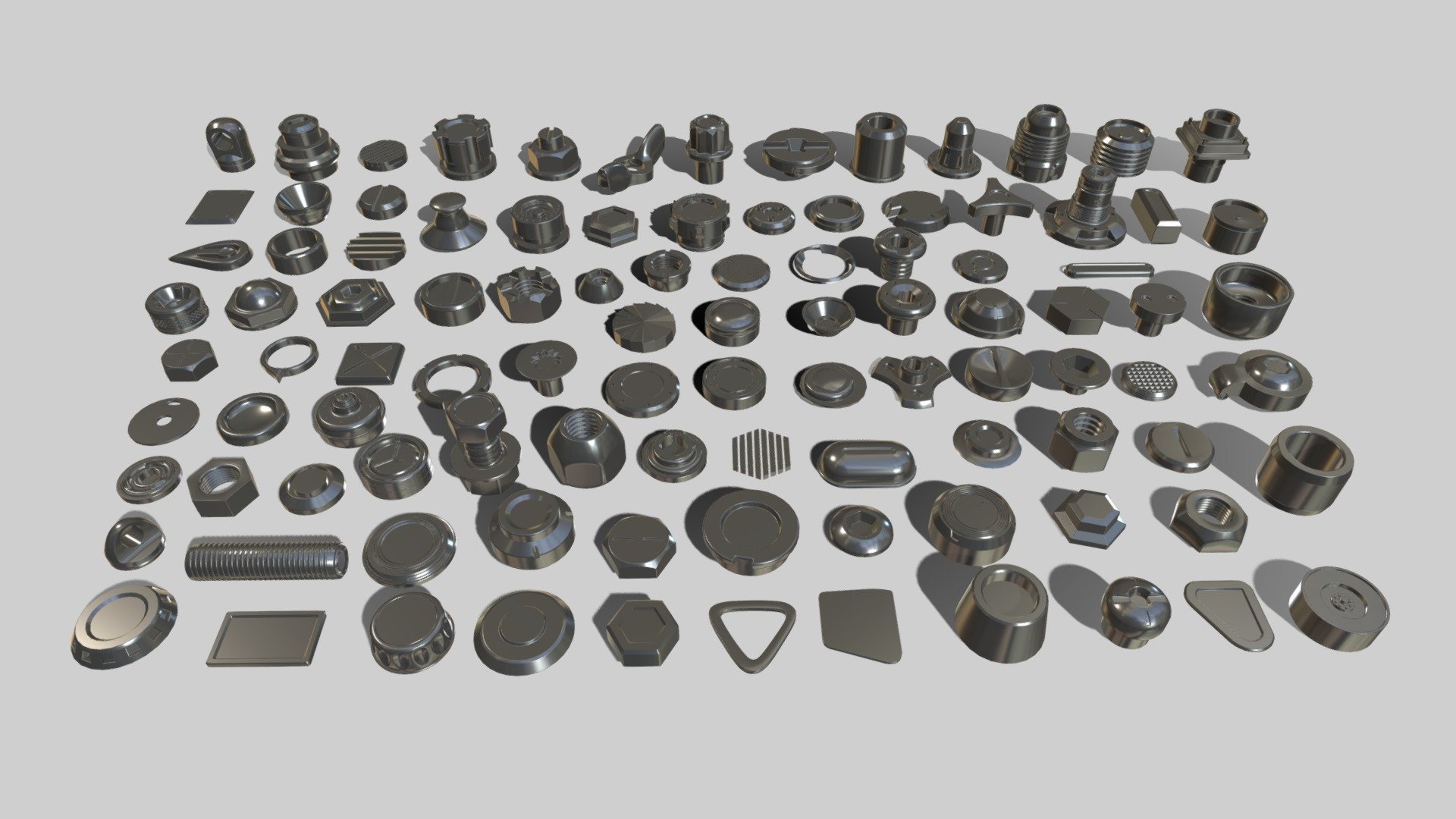 Get pack - https://www.artstation.com/a/15288

include max(2018), blend(2.8),fbx, stl and obj files

poly - 191882

vert - 187911 - Bolts and Knobs-part-1-100 pieces - 3D model by 3d.armzep 3d model