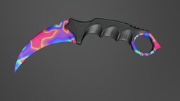 Karambit_LP_Rainbow weapon, knife, lowpoly, military