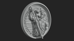 Saint Christopher Medallion 3D Print stl, jewellery, jewelry, pendant, saint, god, obj, jesus, relief, christian, bas, sculptures, religious, christopher, deity, patron, art