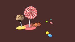 Sweets and candies kids, sweets, candies, substancepainter, substance, lollipops