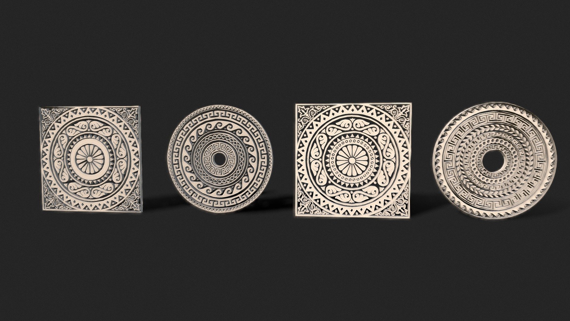 ancient Greek art patterns 3D model and UV objects 3d model