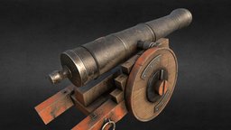Cannon 2wheel 3dcoat, old, cannon, 3d-coat, model, war