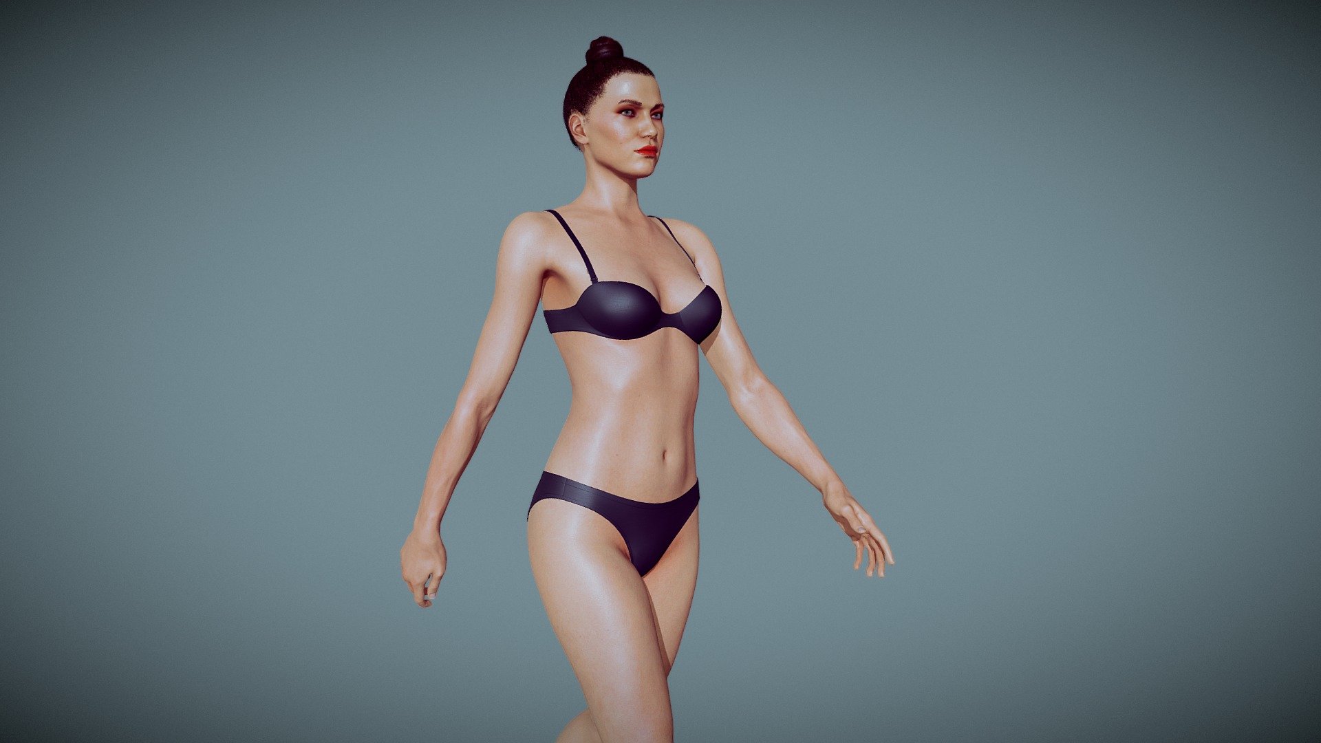 This is a PBR model for real time engines such as Unreal Engine or Unity, however it may be used with other renderers (i.e. mental ray, v-ray, etc). Fully textured, it has clean and efficient edge flow. This model can be purchased HERE - Average Female Body - 3D model by alexlashko 3d model