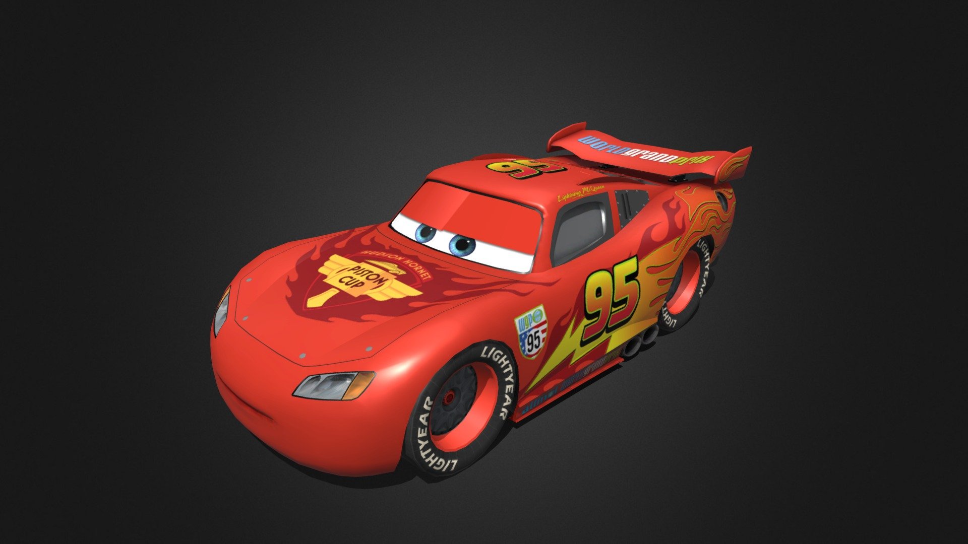 Lightning's model from Cars 2: The Video Game. 

His model is a 2006 Custom-Built Piston Cup Racer, a Pixar in-house design based on NASCAR, classic Le Mans Racers, and other vehicles 3d model