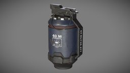 HMX Hi-Explosive Grenade grenade, excavation, prop, bomb, elysium, metal, polycount, substancepainter, substance, game, art