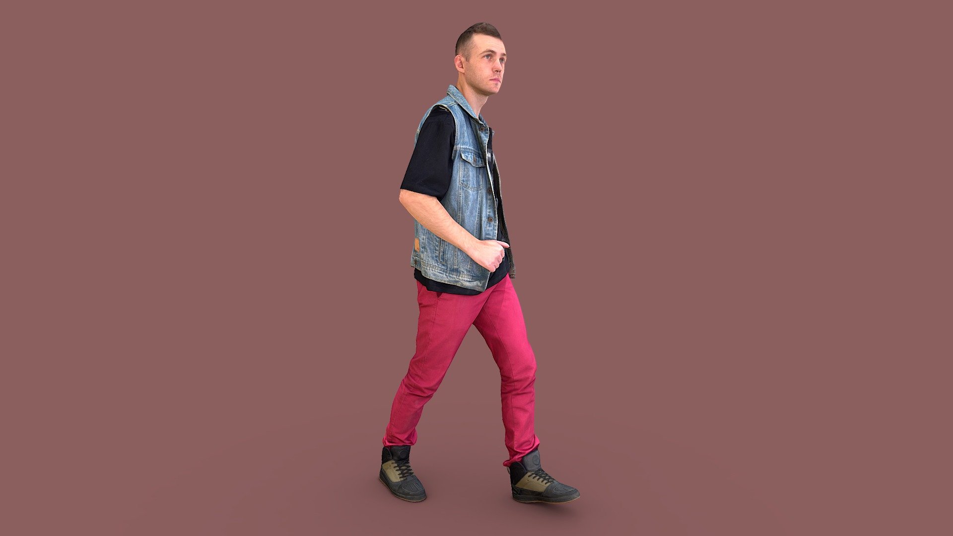 Follow us on Instagram 👍🏻

✉️ A young guy is rapidly crossing the road, looking ahead intently. He is wearing red pants, a black oversized T-shirt, a denim vest and black high top sneakers.

🦾 This model will be an excellent mid-range participant. It does not need to be very close and try to see the details, it reveals and demonstrates its texture as much as possible in case of a certain distance from the foreground.

⚙️ Photorealistic Casual Character 3d model ready for Virtual Reality (VR), Augmented Reality (AR), games and other real-time apps. Suitable for the architectural visualization and another graphical projects. 50 000 polygons per model.

VOMY43 - Swift Pedestrian - 3D model by kanistra 3d model