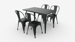 Black Dining Outdoor Table with Chairs