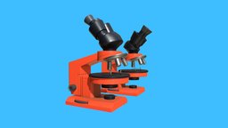 Modern generic Optical Microscope GameAsset-PBR microscope, red, clinic, laboratory, optics, science, props-assets, optic, microorganism, pbr, gameasset, gameready, scientific-research