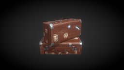 Suitcase prop, antique, travel, suitcase, gameassets, blender, texture, lowpoly, gameart