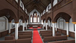 Church / Cathedral cathedral, exterior, god, candle, vr, colonial, pillar, gothic, altar, jesus, religion, holy, pew, substance, game, blender, pbr, wood, interior