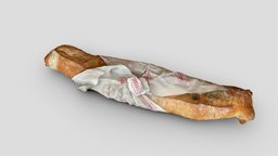 Baguette with paper baguette, polycam, objectcapture