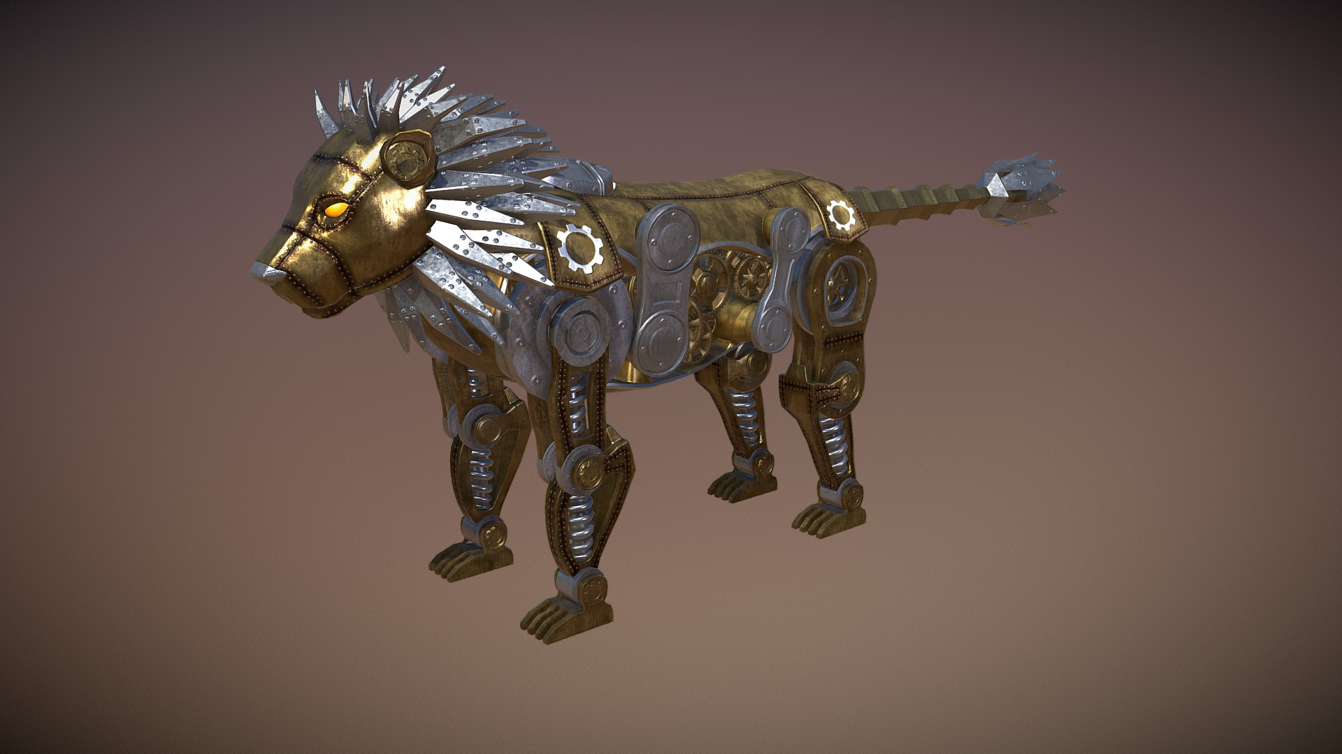 Steampunk Lion a quick job for a mod - Steampunk Lion - Buy Royalty Free 3D model by Tornike Bardavelidze (@tornikebardavelidze) 3d model