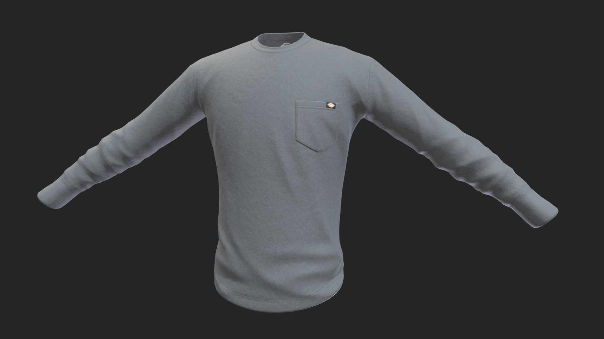 A shirt that was sculpted in Zbrush, retopologized in Maya, and textured in Substance Painter - Dickies Long Sleeve Shirt - Download Free 3D model by Kodie Russell (@KodieRussell) 3d model
