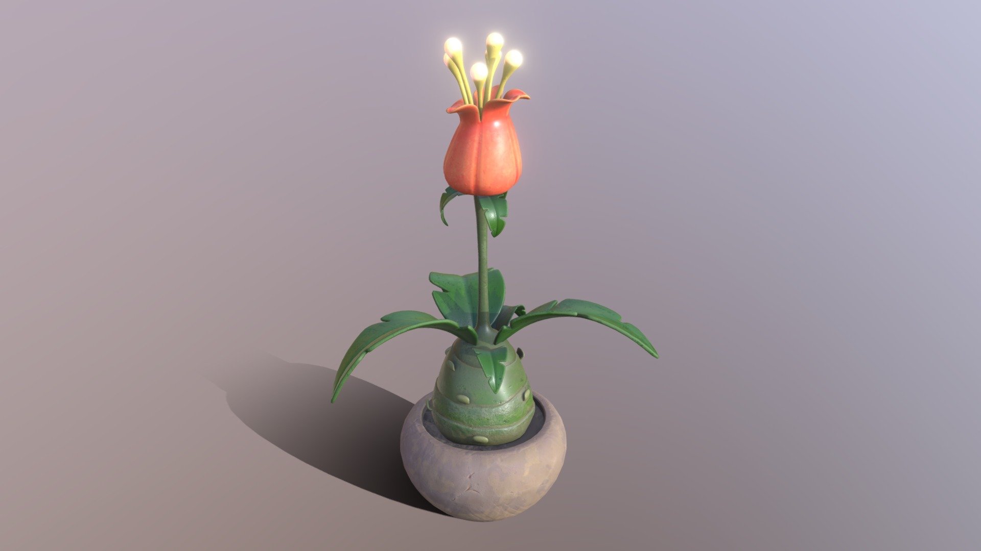 Simple low-poly game-ready Stylized Fantasy Plant model made in 3ds Max 2022 and textured in Substance Painter. Model has 17904 polygons and 18044 vertices. Geometry is split into parts, textures are 2k. Renders were made in SP Iray renderer.

Model is inspired by the flower modelled and animated by Zehra Khan: https://www.artstation.com/artwork/d8yEX3 - Stylized Fantasy Plant - 3D model by Art-Teeves 3d model