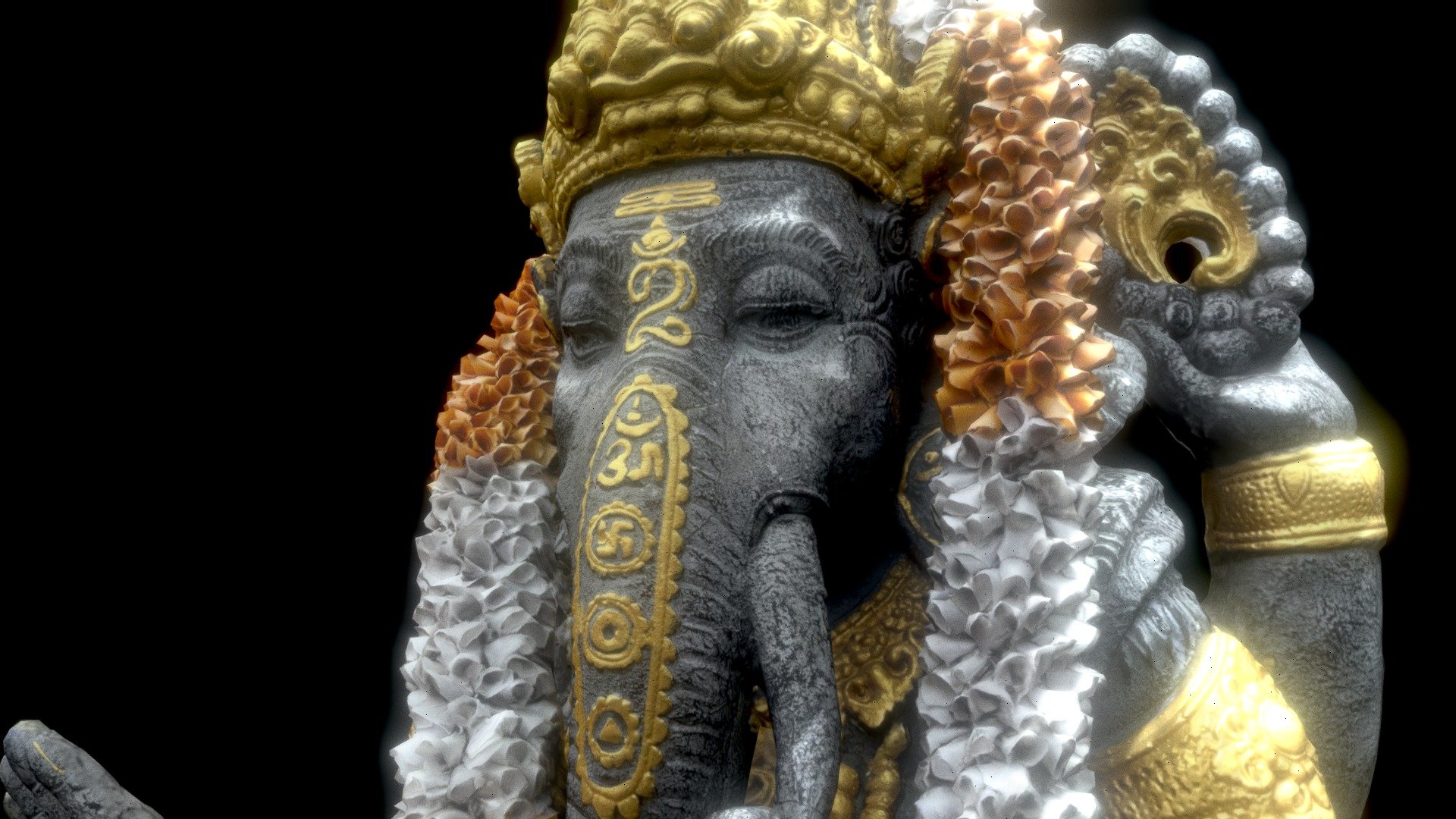 High resolution photo-realistic Ganesha statue from Bali, Indonesia. Scan with texture The Model shown has a 8K textureset (Basecolor/Albedo, Occl, Roughness and Normal map).

Created in blender with love! - Ganesha Statue Bali v2 photogrammetry - 3D model by Roman Rö (@romanro) 3d model