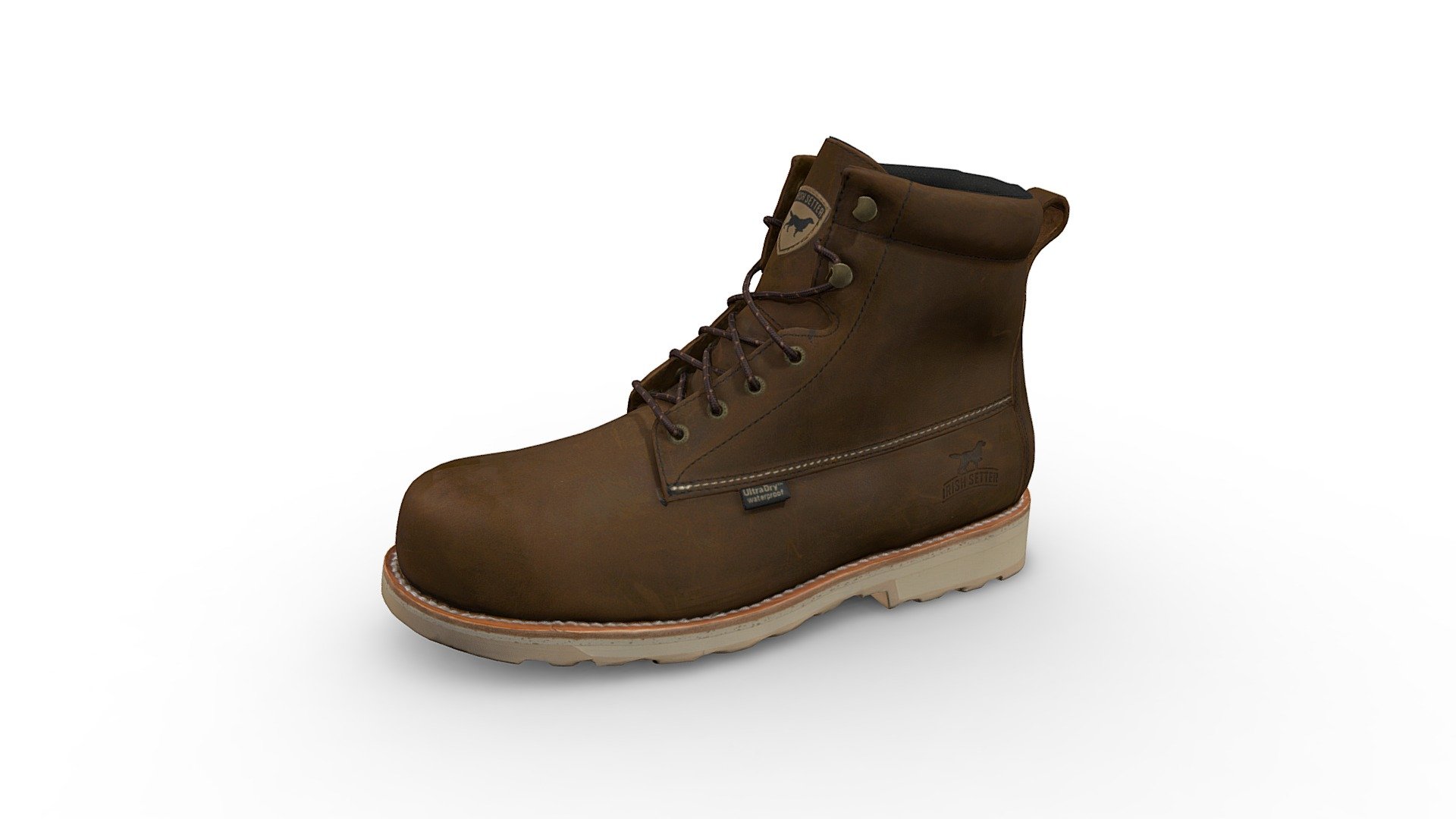 3D scan of an Irish Setter by Red Wing Leather Boot

Wingshooter ST boots deliver superior comfort and support on the job. The iconic amber leather and white sole combine to create the distinctive Irish Setter look. A lightweight safety toe cap ensures roomy protection. UltraDry™ waterproofing keeps your feet dry, and the wedge sole offers best-in-class slip resistance 3d model