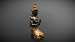 Guardian Angel Statue Thai Thepphanom figure, vintage, angel, antique, guardian, figurine, metal, statue, old, thai, kneeling, divine, kneel, bhuddism, substancepainter, substance, thepphanom