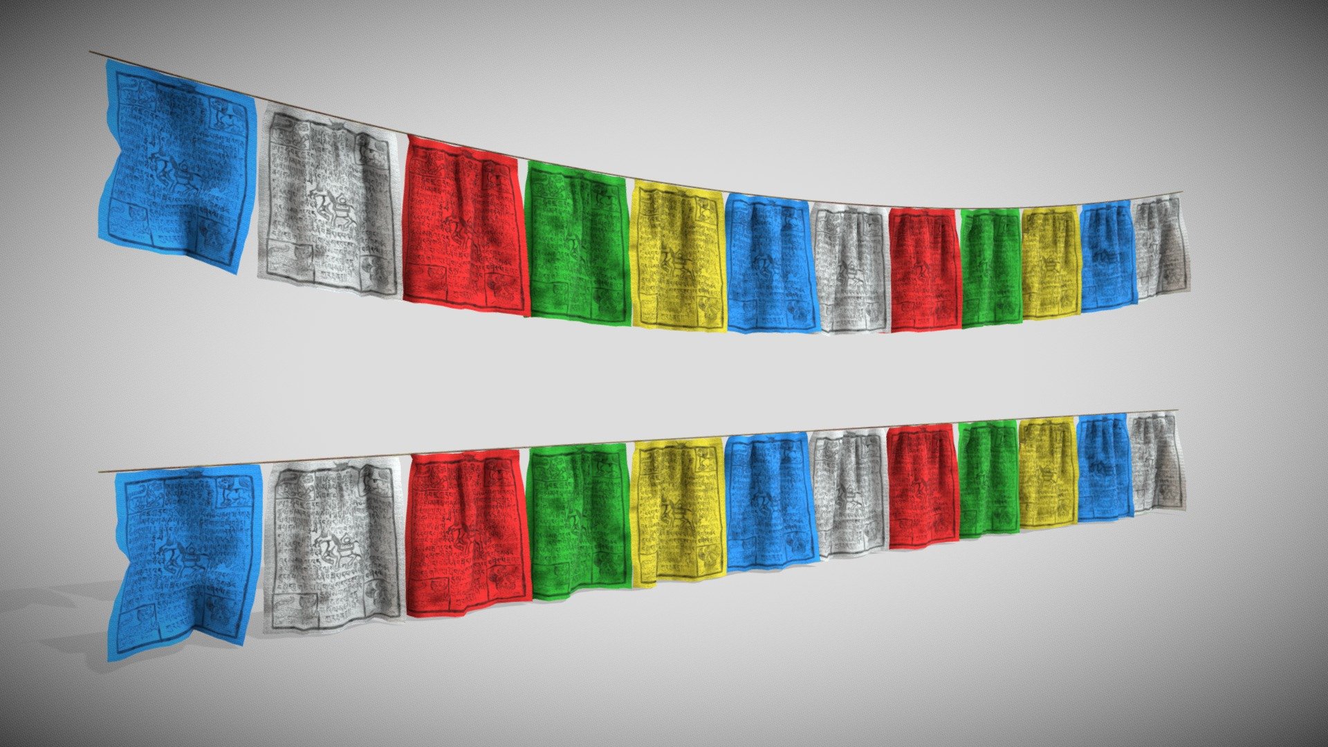 One Material PBR Metalbess 4k (jpg) - Tibetan Flags - X_Flag - Buy Royalty Free 3D model by Francesco Coldesina (@topfrank2013) 3d model