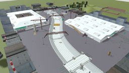 Warehouse garage, warehouse, architecture, asset, game, city, building, environment