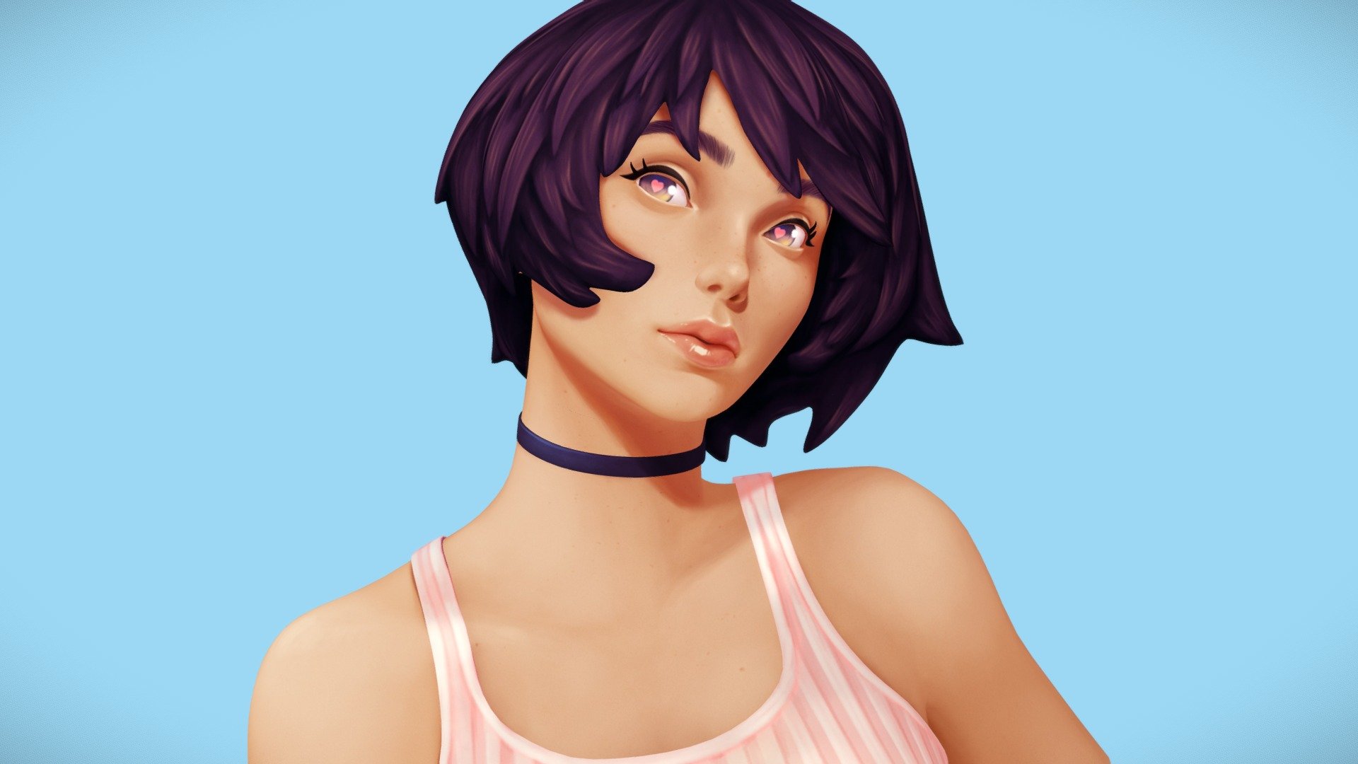 I finally decided to try my hand at some handpainted work for the first time and loved it!

This is based on a concept by Ilya Kuvshinov: https://www.artstation.com/artwork/LOl8v

You can check it out on Artstation: https://www.artstation.com/artwork/rRzbEa

Twitter: https://twitter.com/Ai__line - Lark - 3D model by Ai-line 3d model