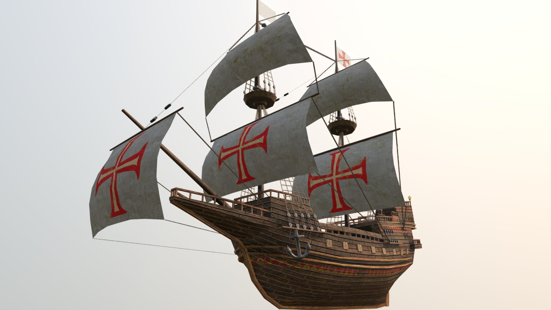 Galleon for Ships of War Game - Galleon (Low Poly) - 3D model by Trikery 3d model