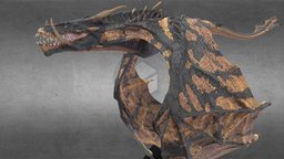 High detailed dragon full-rigged and animated animation, dragon, rigged, noai