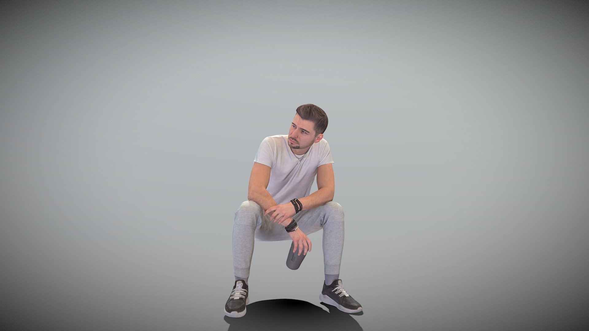 This is a true human size and detailed model of a sporty handsome young man of Caucasian appearance dressed in a sportswear. The model is captured in a casual pose to be perfectly matching to various architectural and product visualizations as a background, mid-sized or close-up character on a sport ground, gym, locker room, park, VR/AR content, etc.

Technical specifications:




digital double 3d scan model

150k &amp; 30k triangles | double triangulated

high-poly model (.ztl tool with 5 subdivisions) clean and retopologized automatically via ZRemesher

sufficiently clean

PBR textures 8K resolution: Diffuse, Normal, Specular maps

non-overlapping UV map

no extra plugins are required for this model

Download package includes a Cinema 4D project file with Redshift shader, OBJ, FBX, STL files, which are applicable for 3ds Max, Maya, Unreal Engine, Unity, Blender, etc. All the textures you will find in the “Tex” folder, included into the main archive.

3D EVERYTHING

Stand with Ukraine! - Sporty man sitting and holding water bottle 427 - Buy Royalty Free 3D model by deep3dstudio 3d model