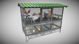 Chickens Cage farm, unwrap, pbr
