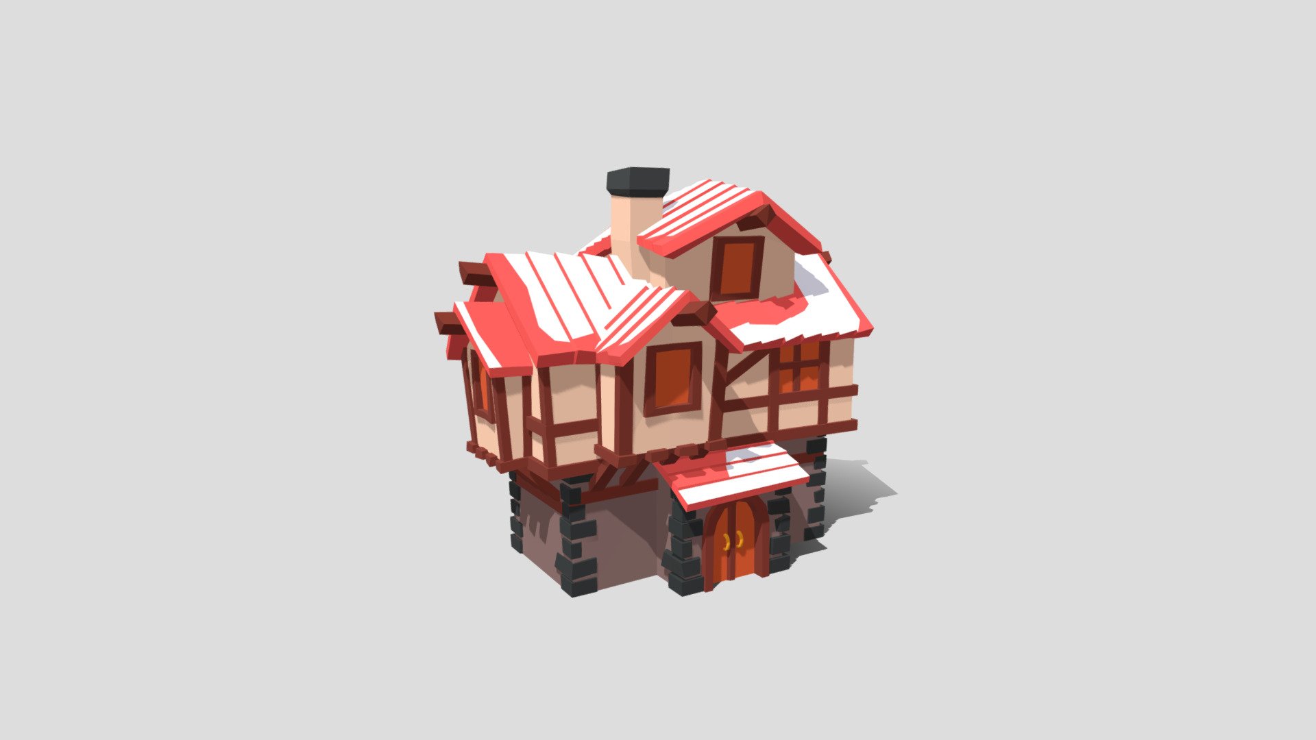 Low poly medieval house 3 part of a castle and town pack - Low poly medieval house 2 - Buy Royalty Free 3D model by assetfactory 3d model