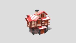 Low poly medieval house 2 castle, winter, medieval, town, props, low-poly, lowpoly, house, village