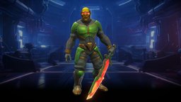 Stylized Orc Male Sci-Fi Soldier(Outfit) armor, rpg, soldier, orc, pose, wild, mmo, rts, brutal, science, outfit, moba, visor, cosmos, handpainted, lowpoly, scifi, sci-fi, sword, stylized, fantasy, male