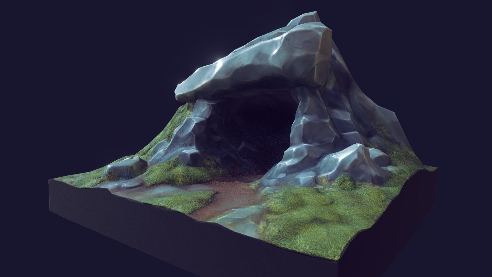 Made a model in zbrush and painted in 3d Coat to warm up - Cave in forest - 3D model by farart 3d model