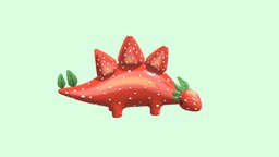 Strawbasaurus fruit, fun, strawberries, strawberry, character, cartoon