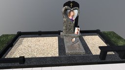 Memorial tombstone, grave, headstone, memorial, granite, sepulcher, heart-shape, stone, tomb
