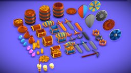 Epic Royal Kit kit, scene, videogame, pack, epic, treasure, fbx, king, package, trend, colored, character, cartoon, game, weapons, blender, lowpoly, low, poly, model