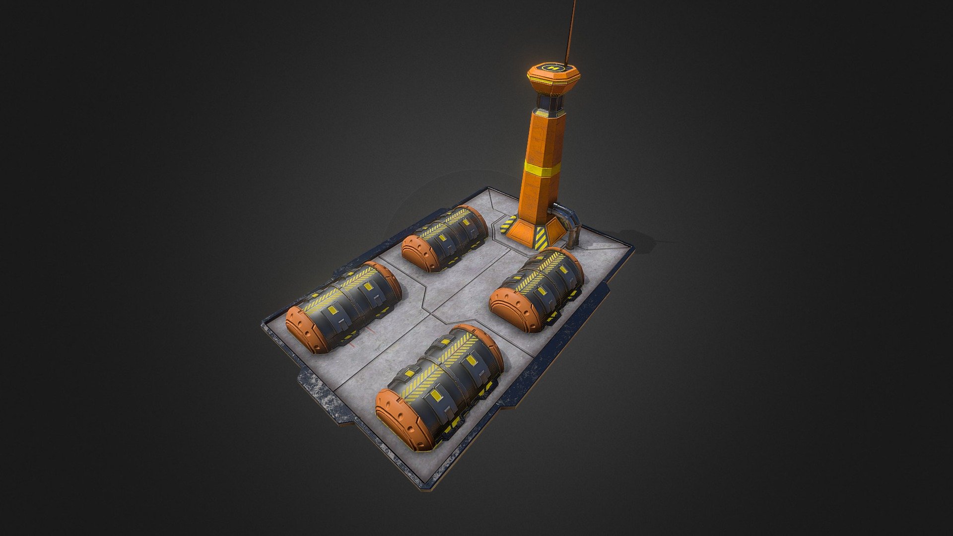 A nice model for games like command and conquer.  Made using Blender and Substance painter - Airfield base - Download Free 3D model by Rakshaan 3d model