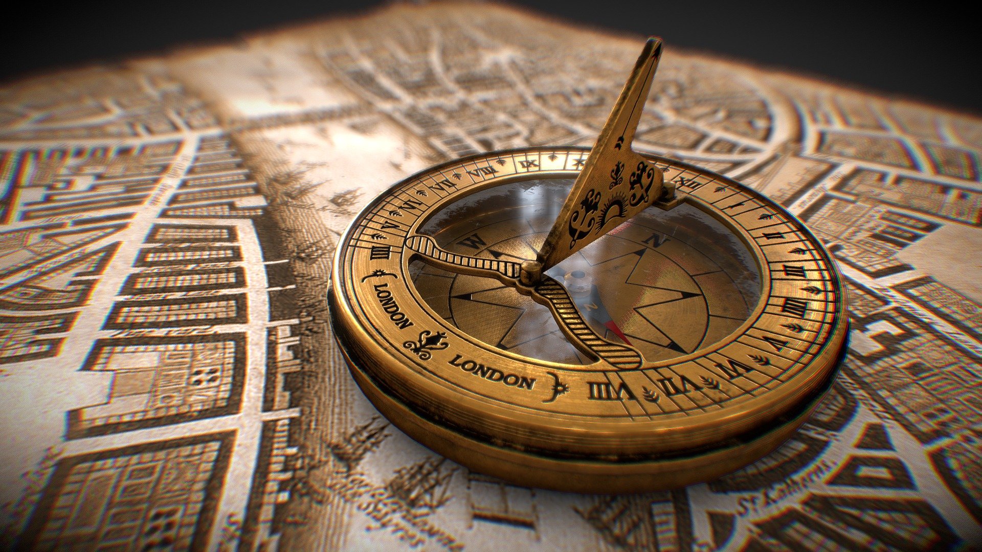 Antique British Sundial is a device that tells the time of day when there is sunlight by the apparent position of the Sun in the sky. This model is prepared with PBR work flow. It can be also used as a magnetic compass as well. This is a game ready model 3d model