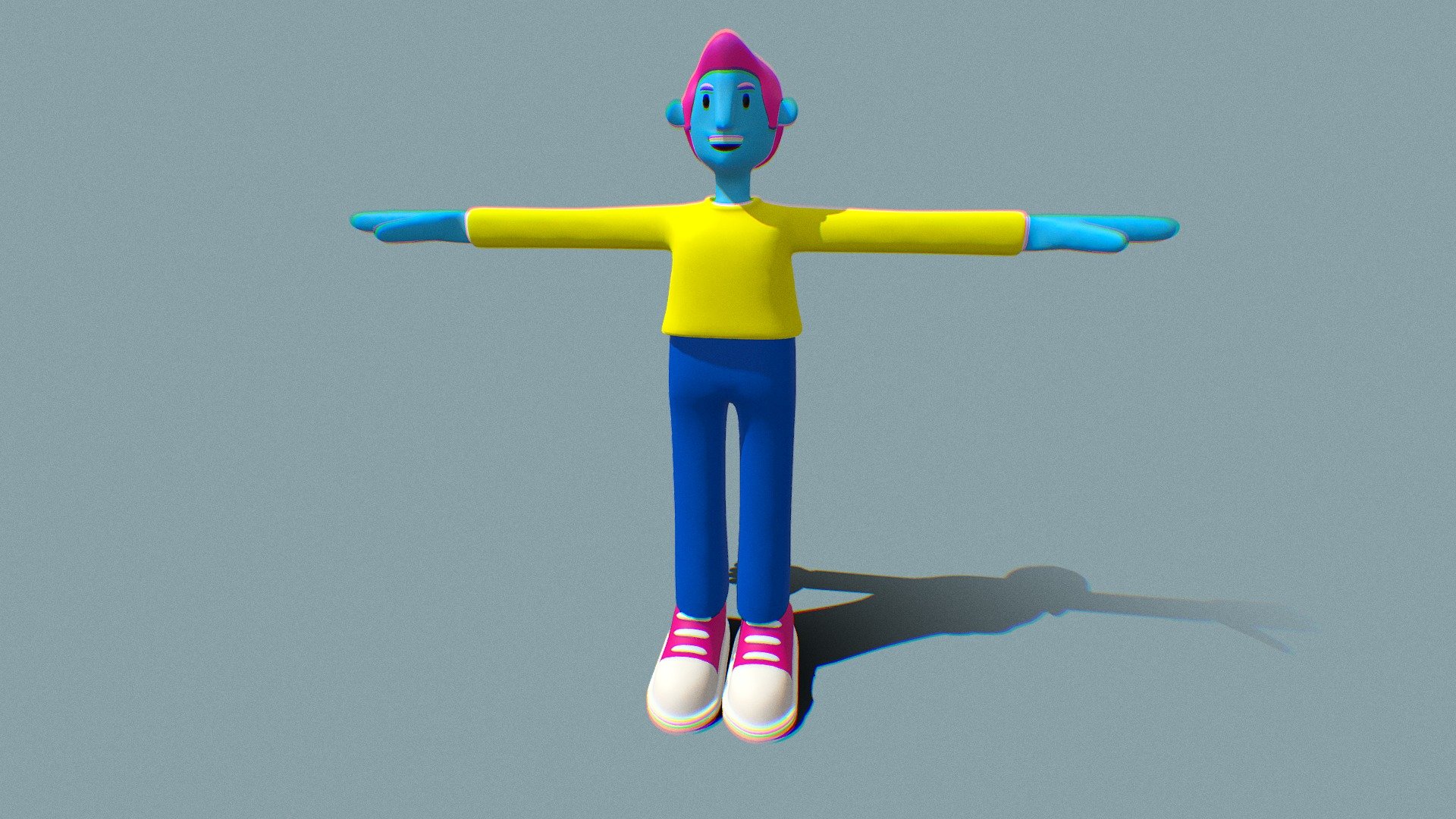 Colorful stylized character. Great for motion graphics projects. Nice geometry to rig and animate 3d model