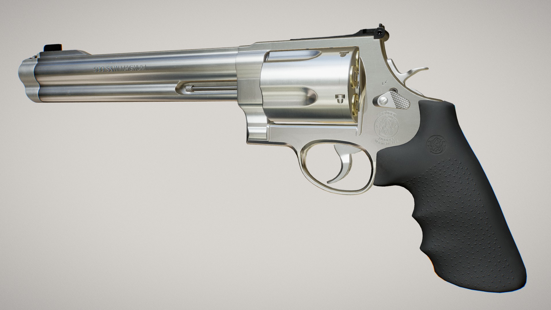 Trying to push my skills up to a pro level. All in all, i think this project turned out very well, though there are a handful of minor faults and mistakes made in the modeling of the gun. It's hard to get every little detail 100% correct when you rely on google images.

Modeled in Maya, animated in Maya, textured in Substance Painter.

Time: n/a - Smith & Wesson 500 Magnum - Download Free 3D model by Ole Gunnar Isager (@FrenchBaguette) 3d model