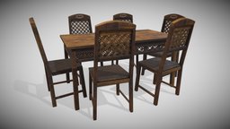 Table and Chair furniture, quads, dining-table, game, pbr