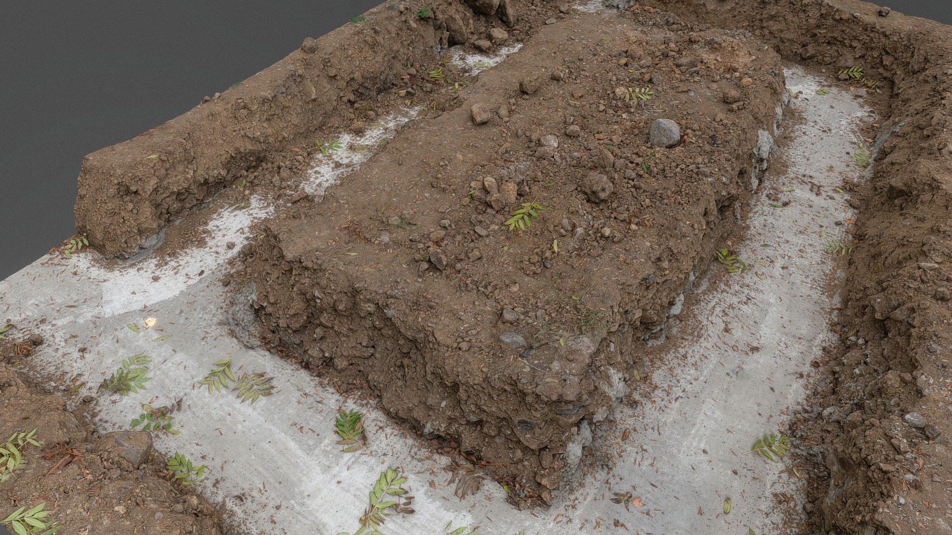 Concrete house hut foundations Construction dig site excavation building ground earth work, dug-out trench ditch, technical site inspection

Photogrammetry scan 210 x 24MP, 3x16K textures + HD normals - Concrete foundations - Buy Royalty Free 3D model by matousekfoto 3d model