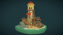 Stylized Building lighthouse, game-art, diorama, howest, howestdae, house, stylized, building, daevillages, gameart2022, daevillages2022