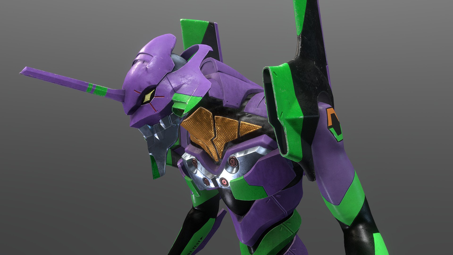 EVA 01 3D model. 
Model is not rigged. 
Files included: Blender and fbx + all the textures.

Possed example: https://sketchfab.com/3d-models/eva-01-1ef660db7bcc481d8700892e8a8a022d
Artstation model: https://www.artstation.com/artwork/6bxgOw

I'm open for comission work or freelance 3d model