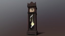 Grandfather Clock pixel-art, blockbench, minecraft-models, low-poly, minecraft, voxel, model
