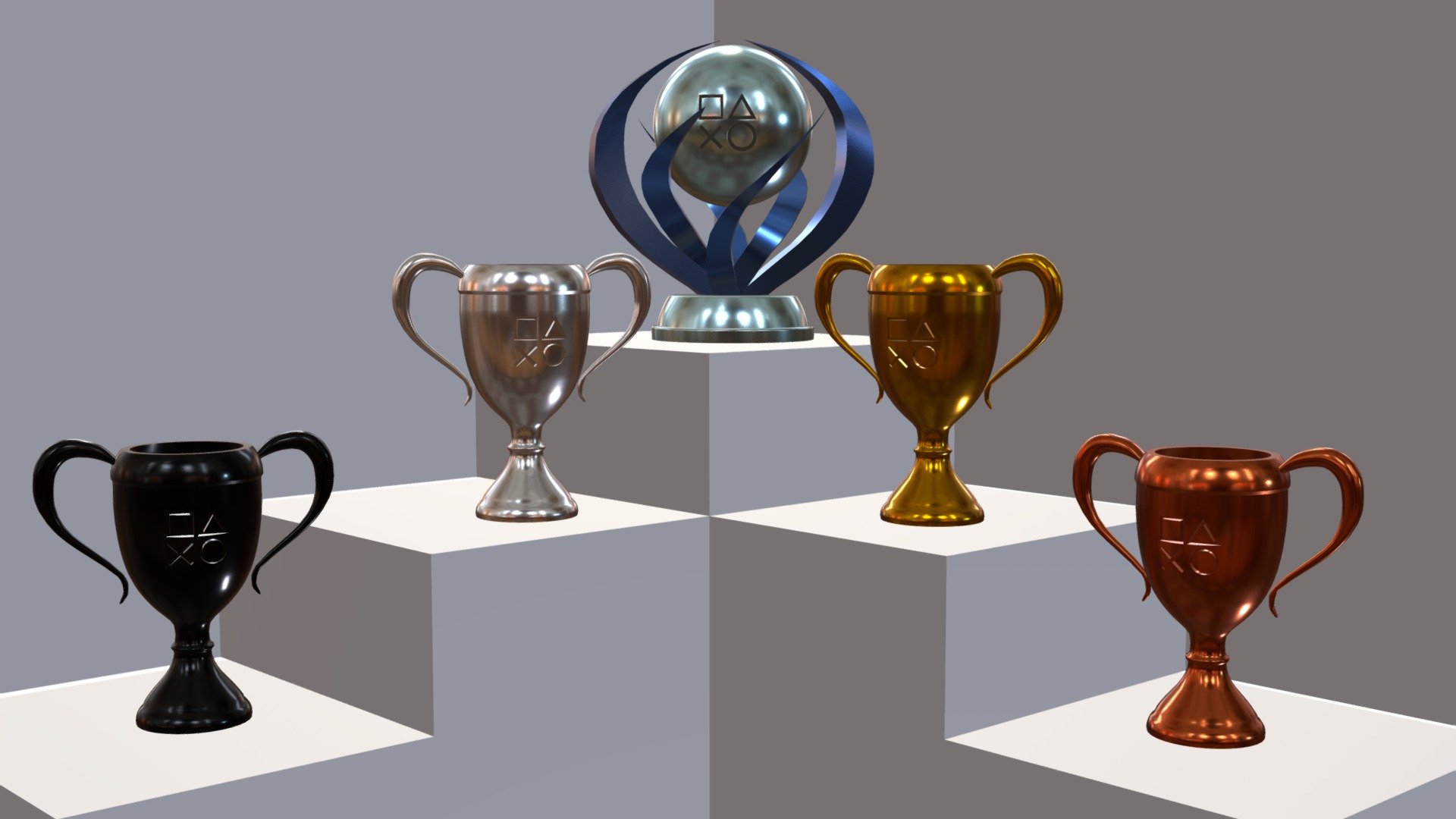 I went ahead and uploaded the entire trophy set. I also have the platinum trophy on my profile as a viewable singular object as well. This was fun and now I can move onto the next thing! :) - ALL Playstation Trophies - 3D model by Alex M. (@strombringer744) 3d model