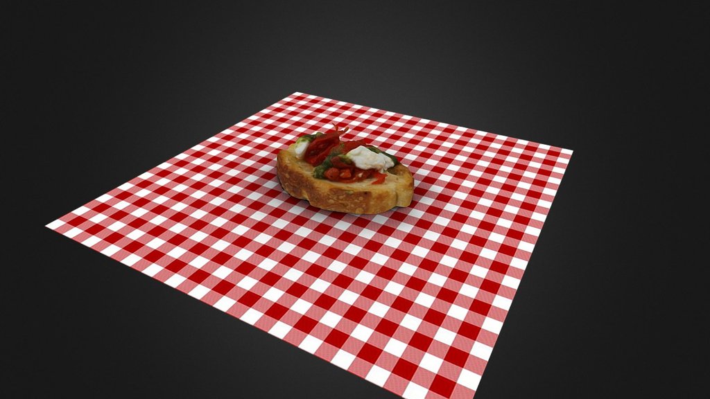 Pronounced “brusketta”, this classic Italian appetizer is a perfect way to capture the flavors of garden ripened tomatoes, fresh basil, garlic, and olive oil. Kabaq Augmented Reality Food Application - Bruschetta 3D Model - 3D model by Kabaq Augmented Reality Food (@kabaq) 3d model